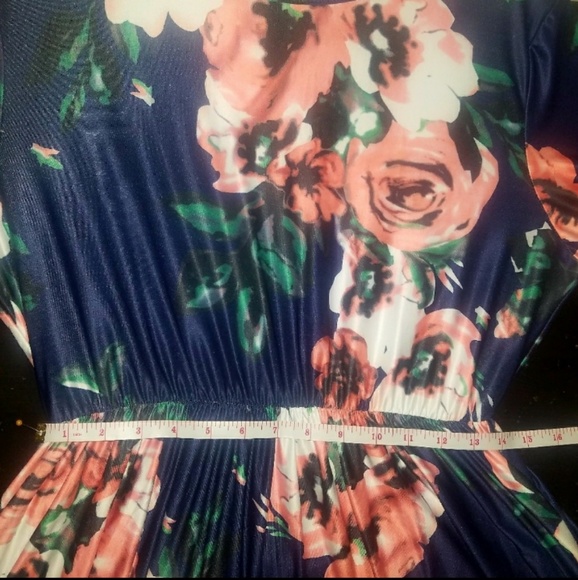 Stretchy floral maxi dark blue - Picture 2 of 4